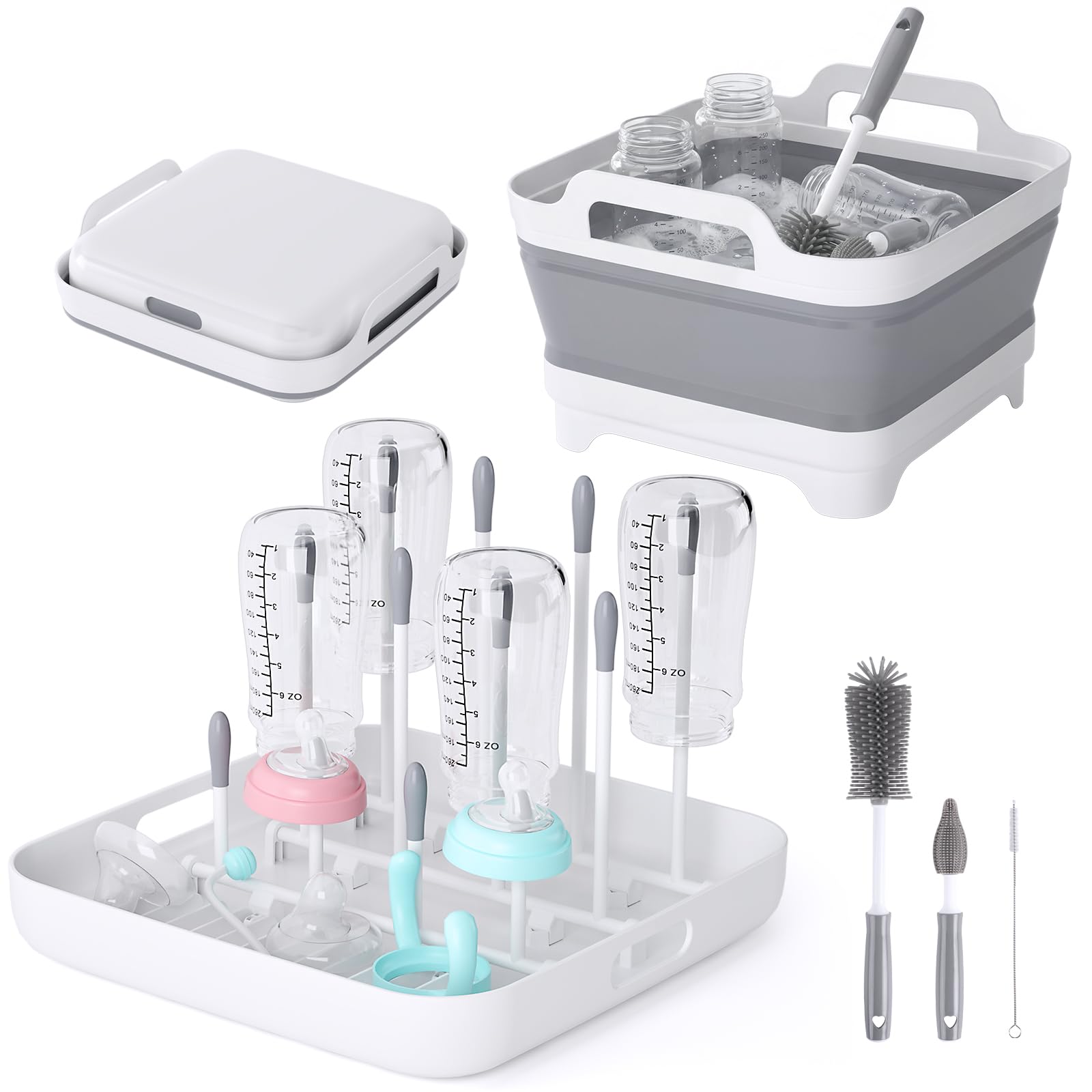 Volnamal collapsible wash basin with lid and rack holding up to 12 bottles