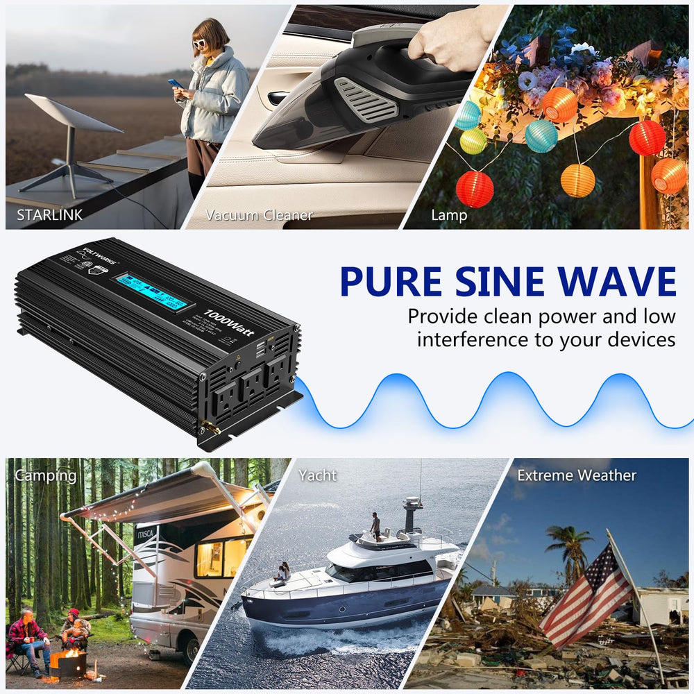 Voltworks 1000W inverter three outlets powering devices