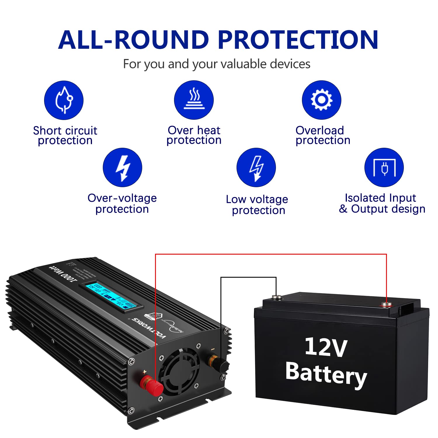 Voltworks 1000W inverter aluminum housing resists impacts