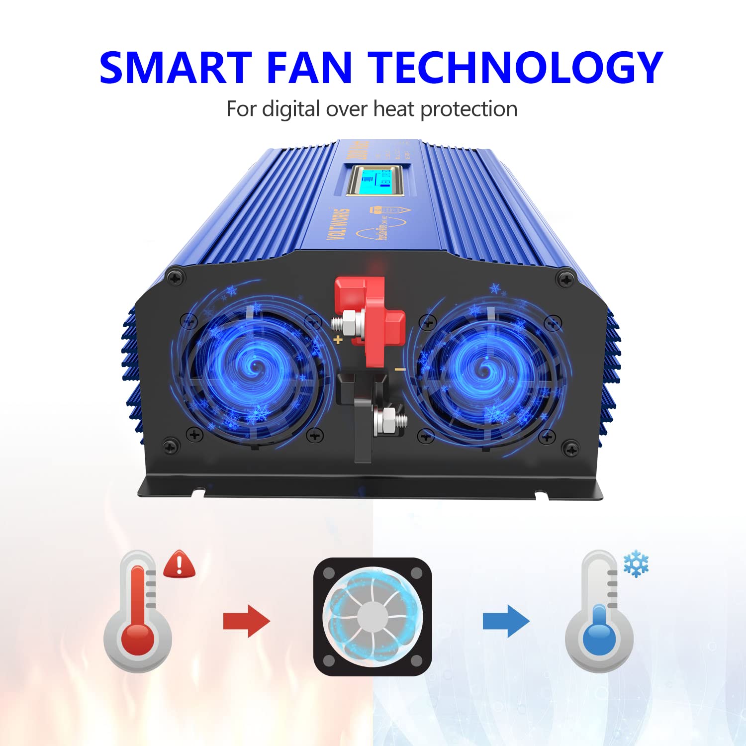 VoltWorks 24V 2000W inverter rugged aluminum housing for durability