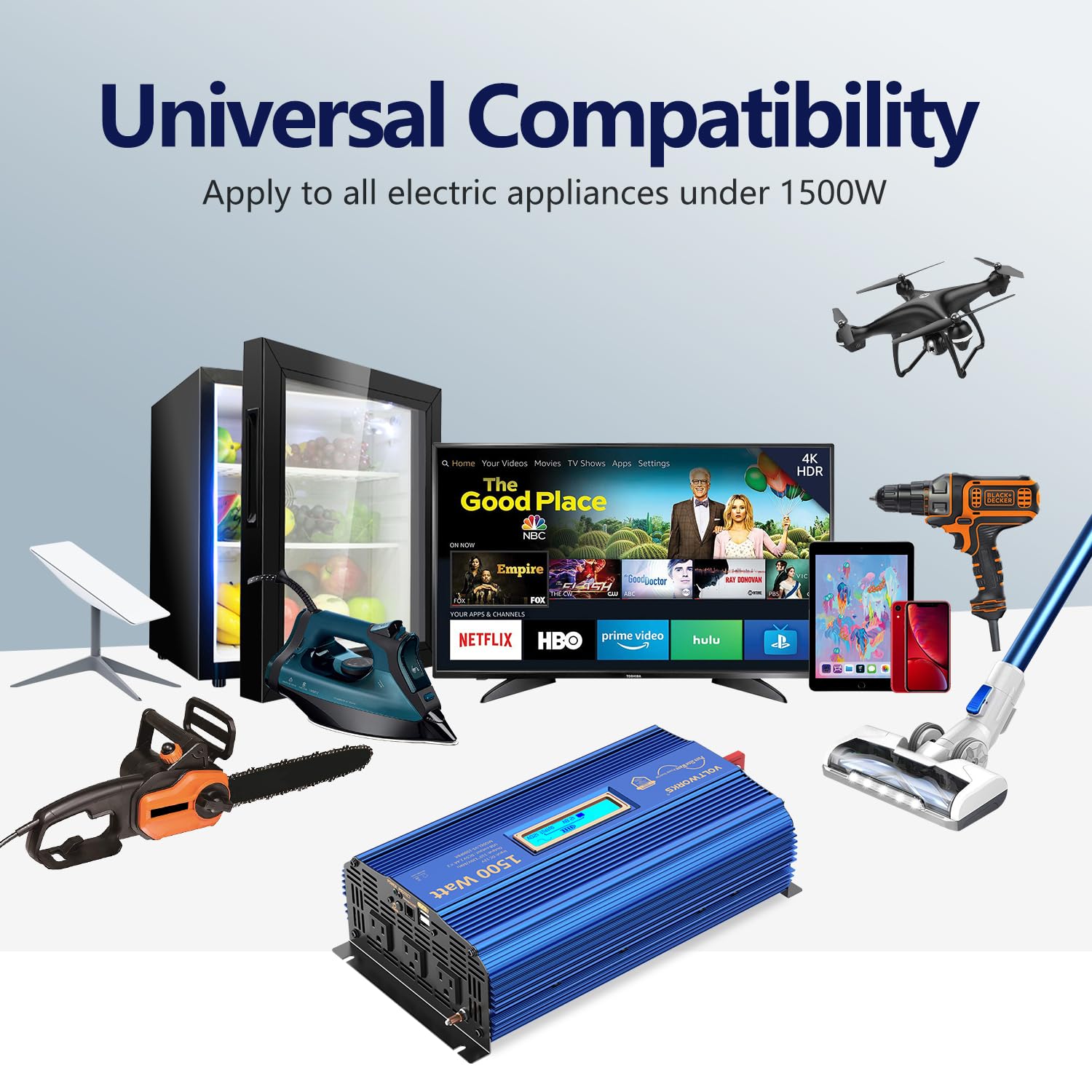 VOLTWORKS remote control with LCD provides convenient on/off and monitoring from distance.