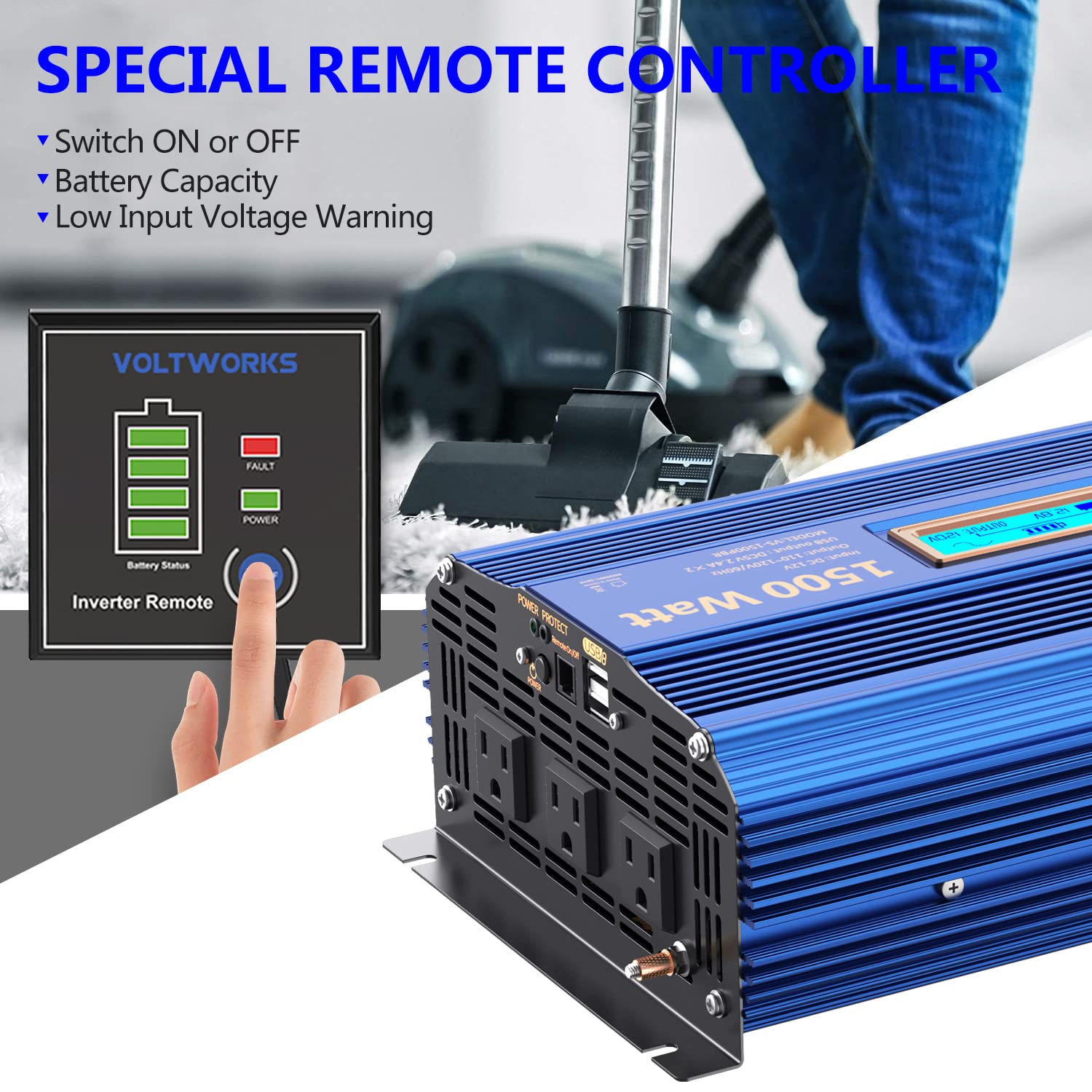 VOLTWORKS three AC outlets enable simultaneous powering of multiple devices.
