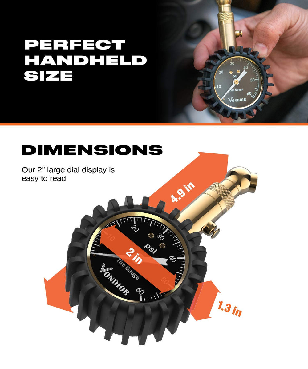 VONDIOR gauge with protective rubber shield endures daily use.