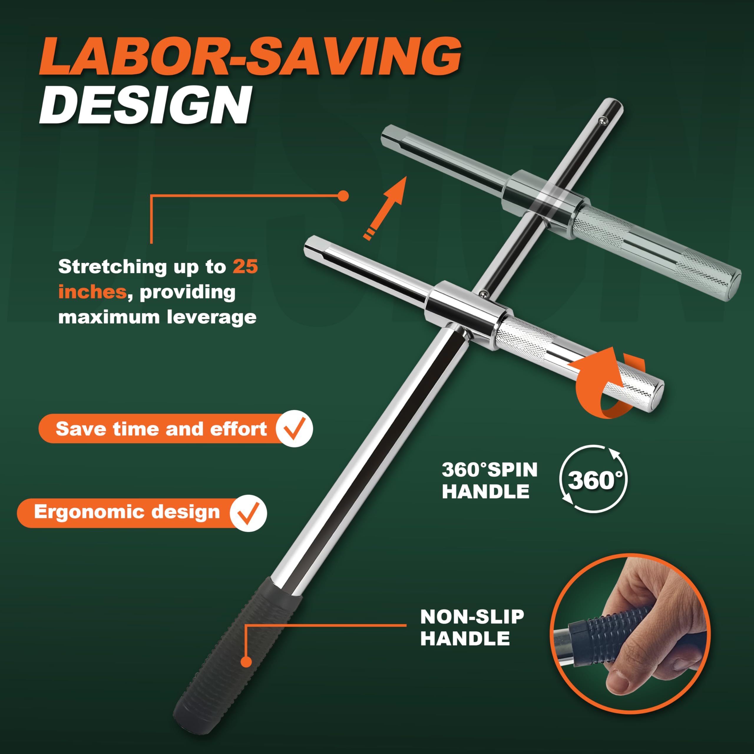 VONLX four-way tire wrench heads simplify wrenching across common lug nut sizes.