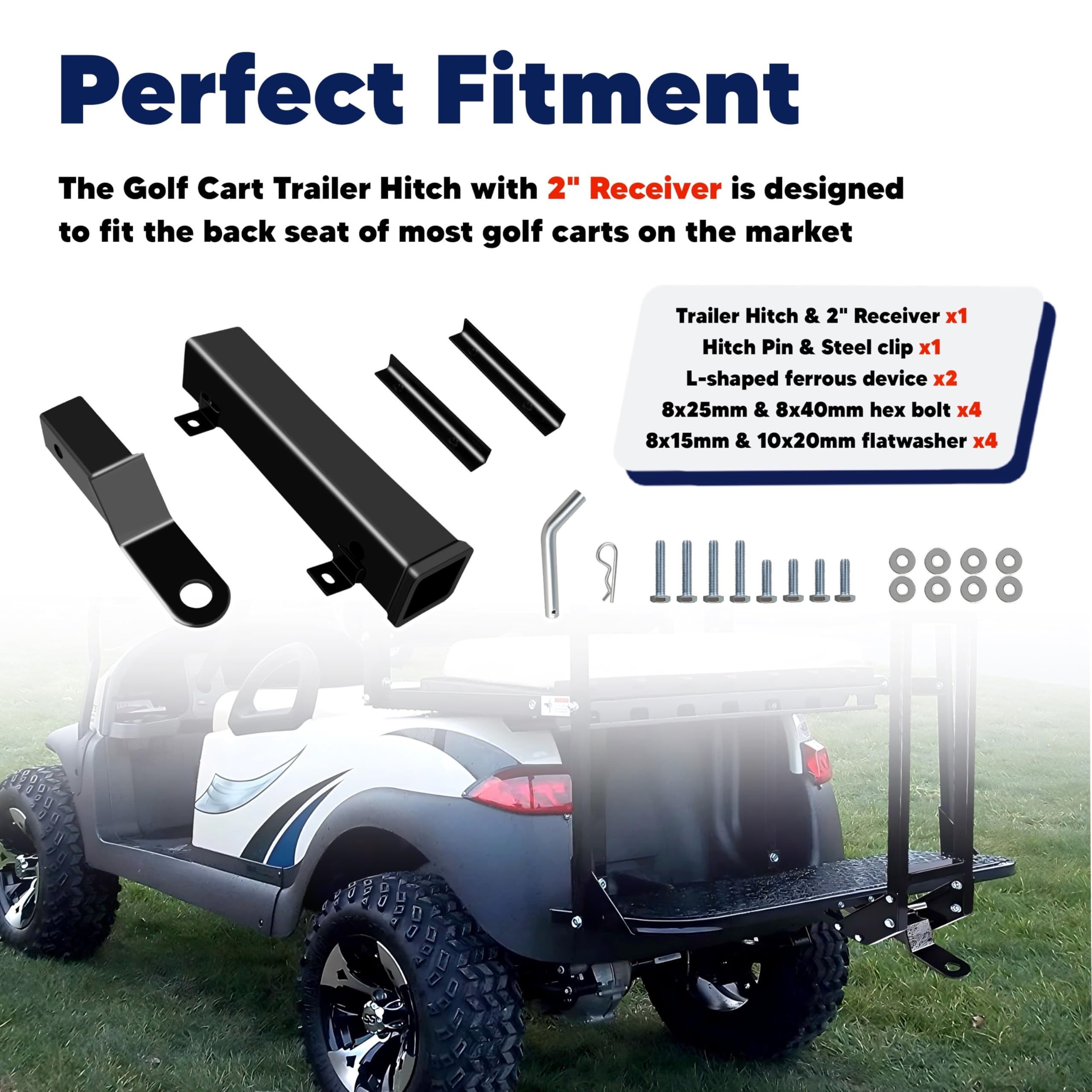 Heavy-duty steel construction providing solid towing support.