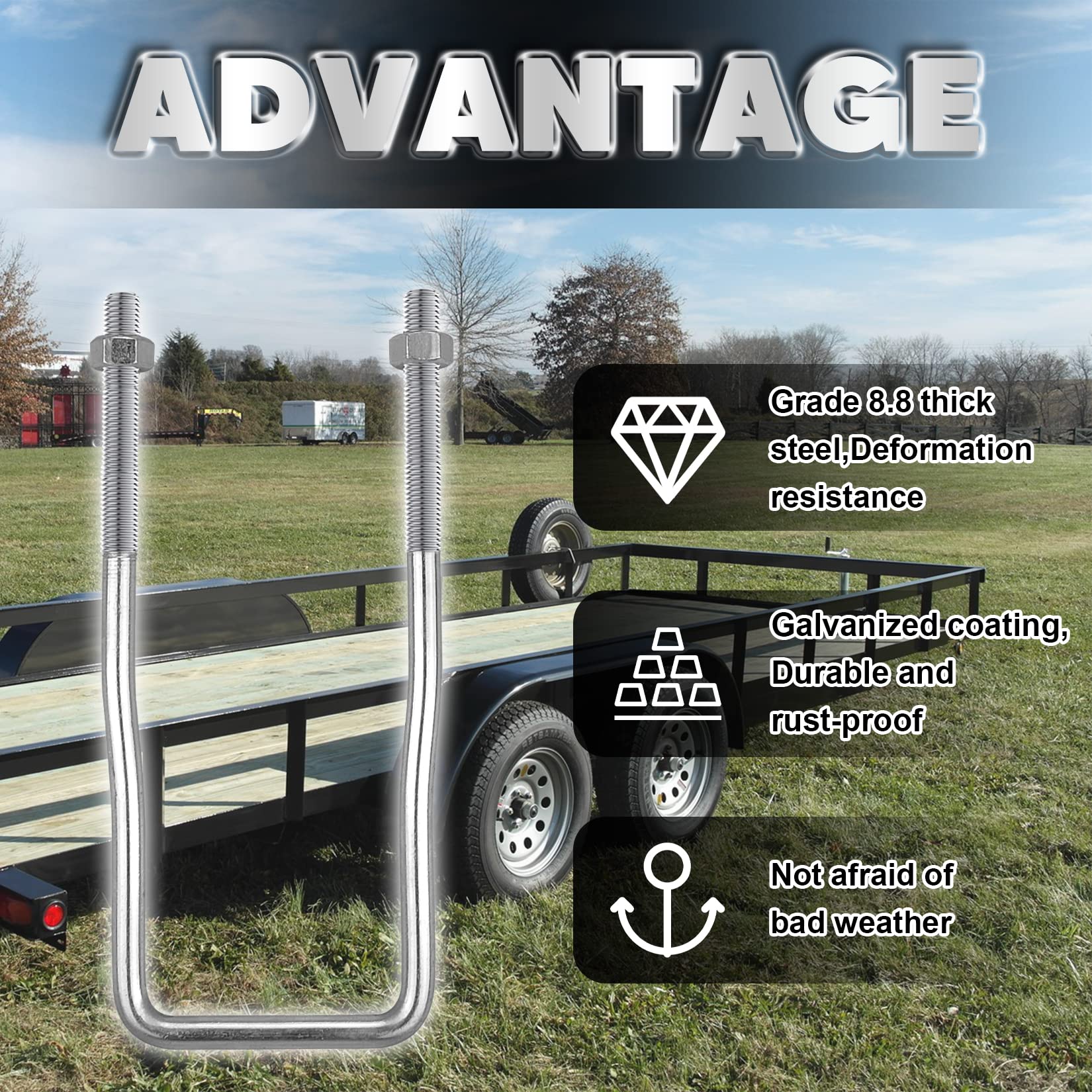 VONLX pack includes U-bolts and lug nuts for quick setup.
