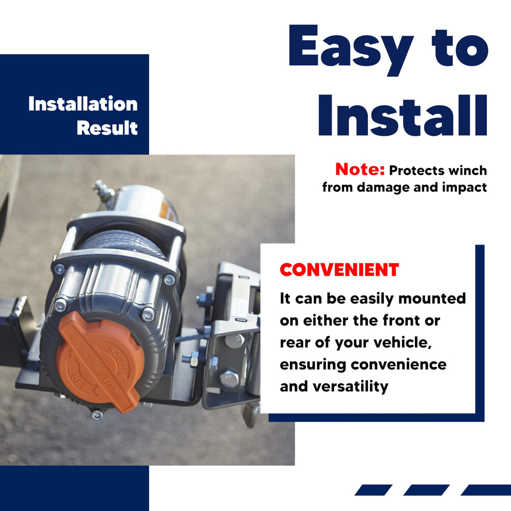 VONLX easy-install mounting plate fits front or rear hitch locations