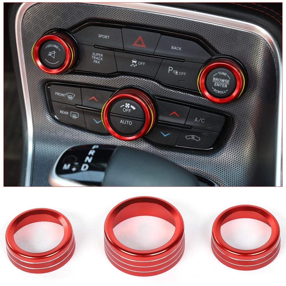 Voodonala aluminum switch knob for Dodge Challenger with red finish adds premium style