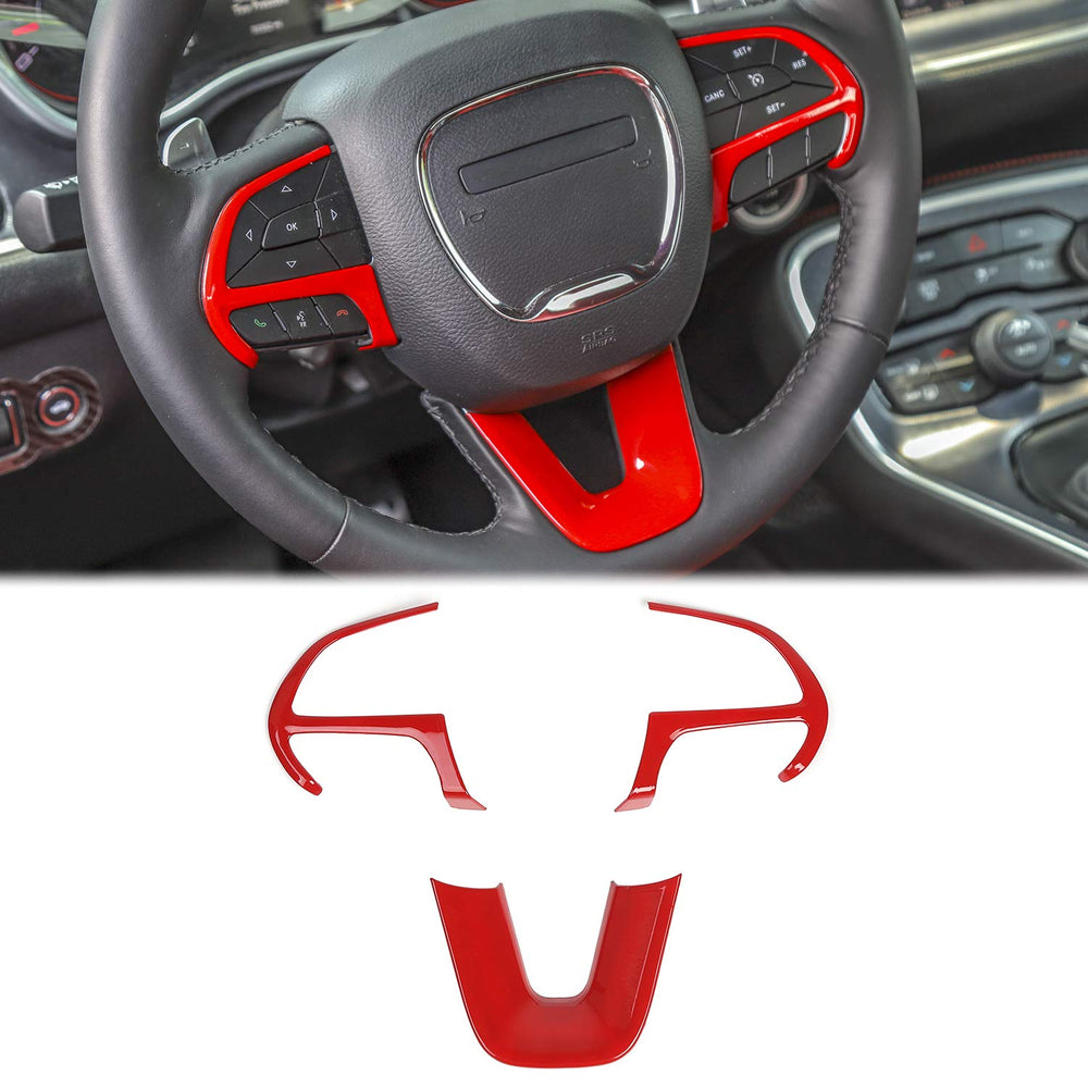 Voodonala Challenger red steering wheel trim adds bold interior style