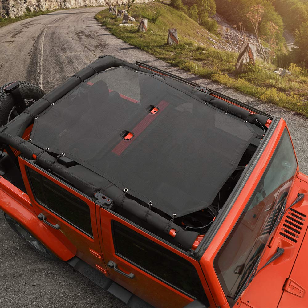 Voodonala Jeep JK sunshade bikini top over windshield for shade and UV protection