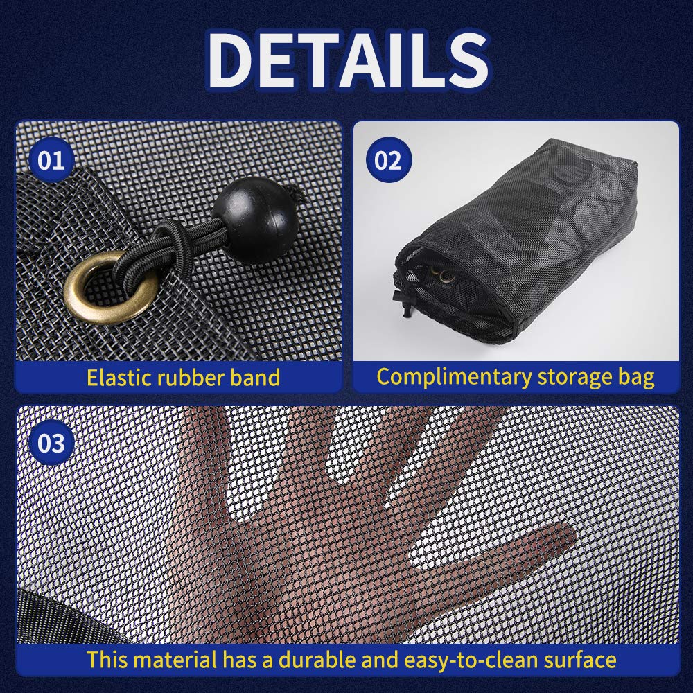 Voodonala vinyl-coated mesh with metal grommets resists wear on trails