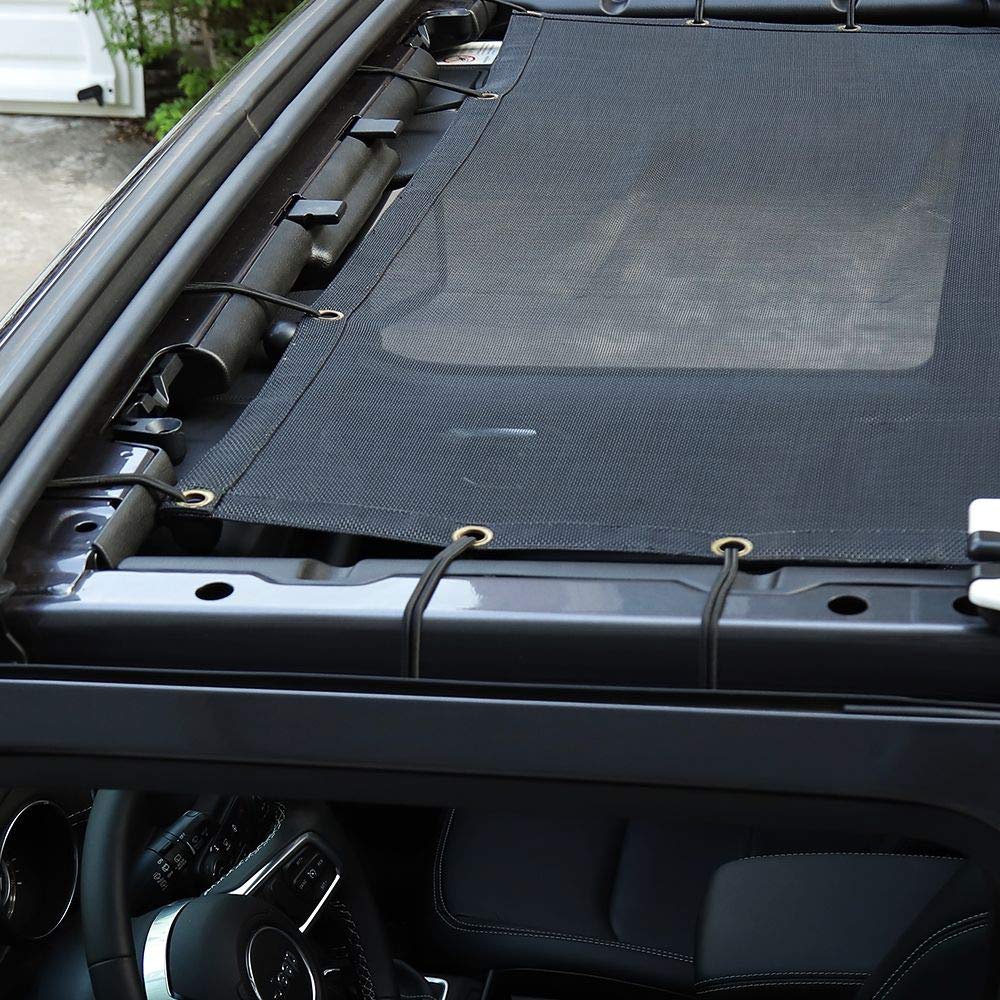 Voodonala Jeep JL sunshade installs quickly with Velcro buckles, no tools needed.