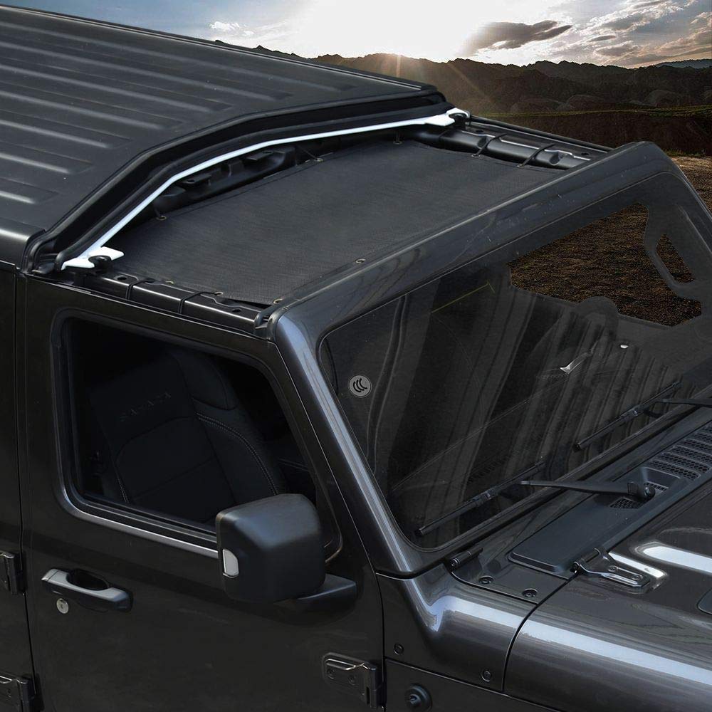 Voodonala Jeep JL sunshade keeps leaves and debris out of the cabin.