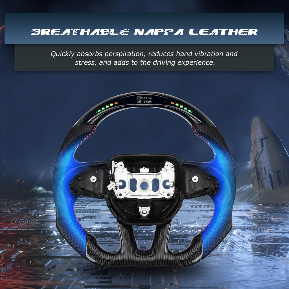 VOONKE real carbon fiber steering wheel for Dodge Challenger delivering lightweight control.