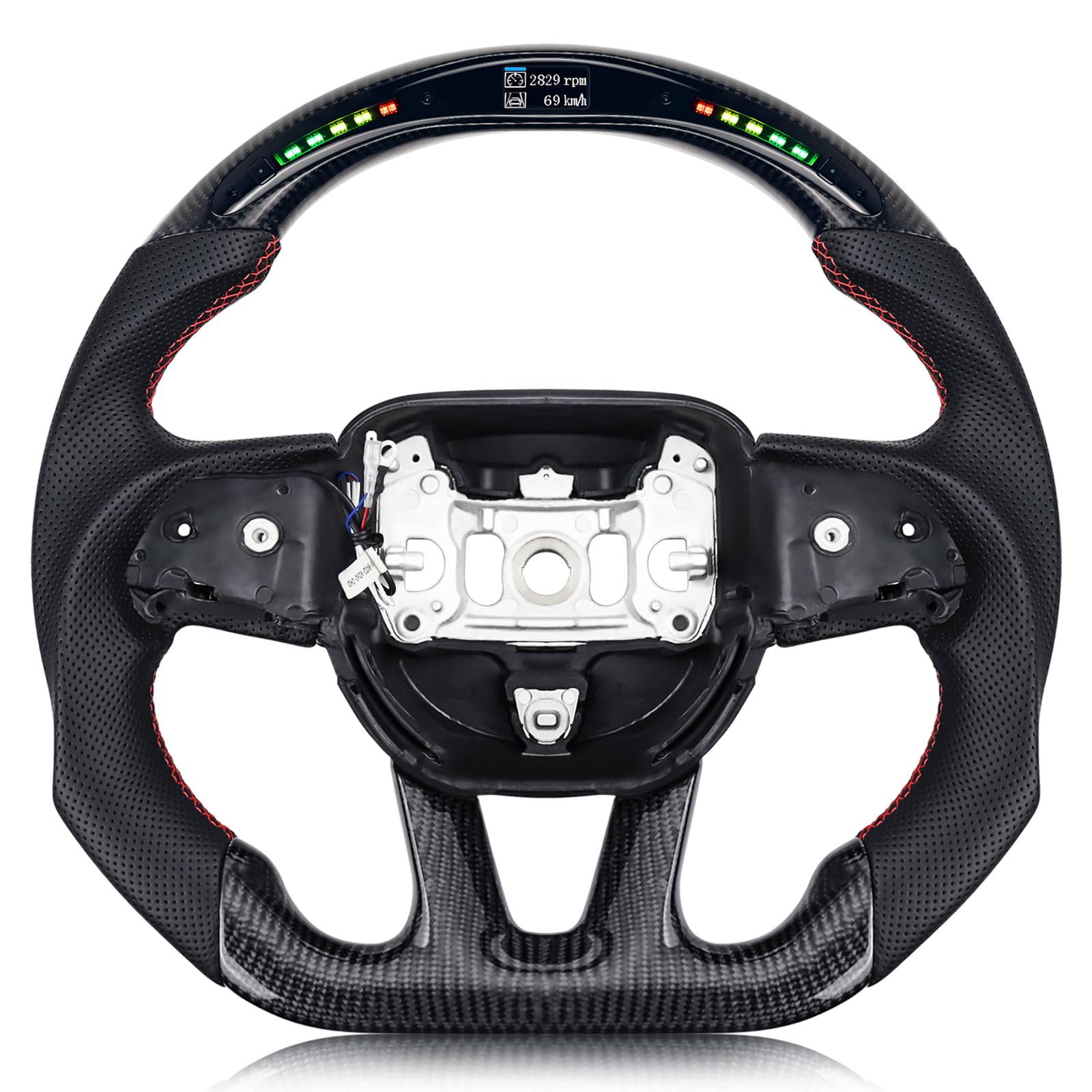 VOONKE real carbon fiber steering wheel for Dodge Charger with enhanced grip.