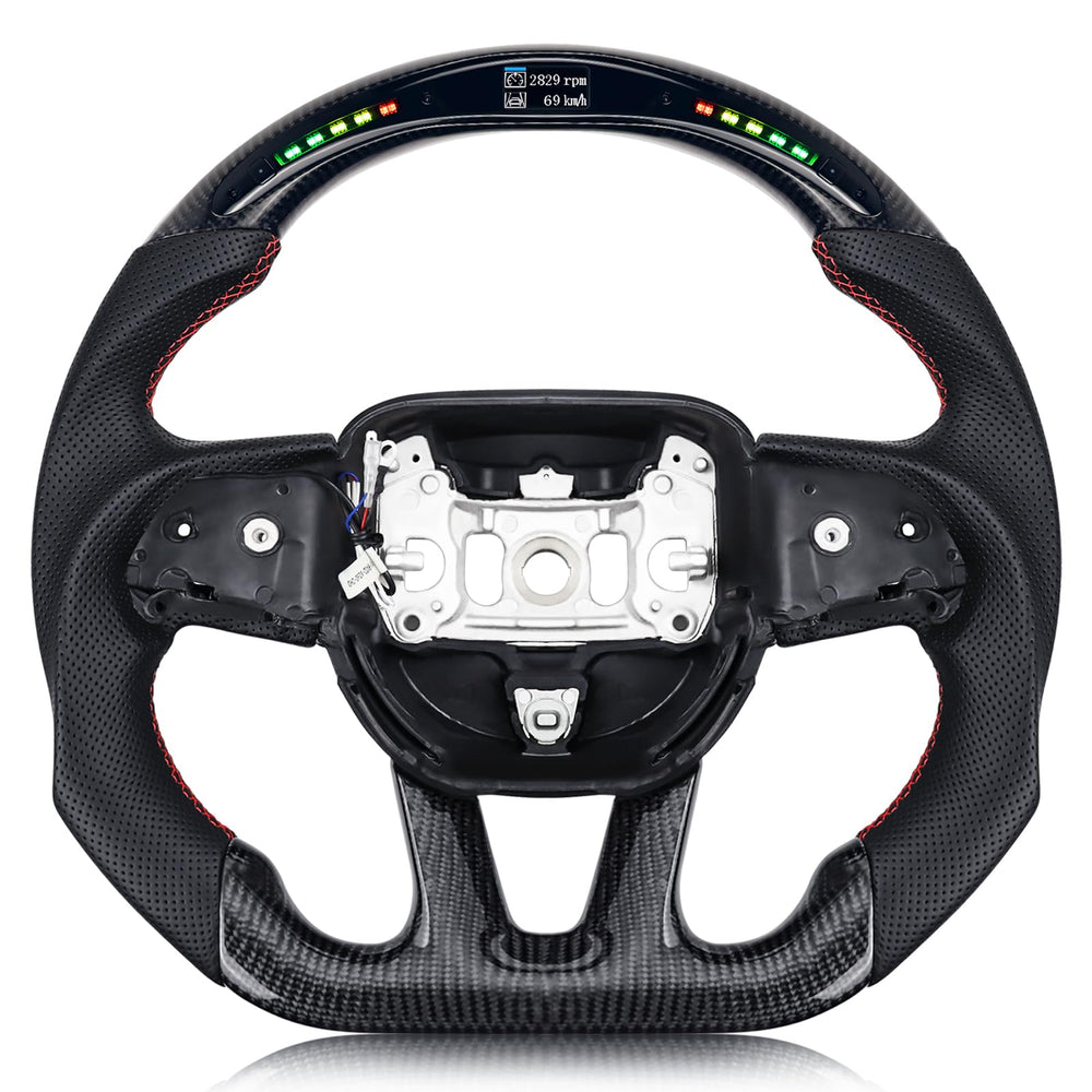 VOONKE real carbon fiber steering wheel for Dodge Charger with enhanced grip.