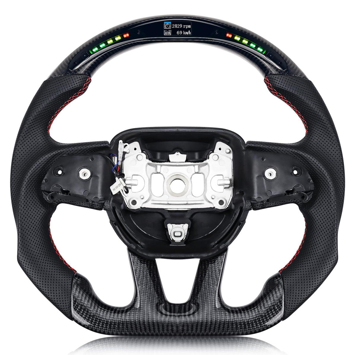VOONKE real carbon fiber steering wheel for Dodge Charger with enhanced grip.