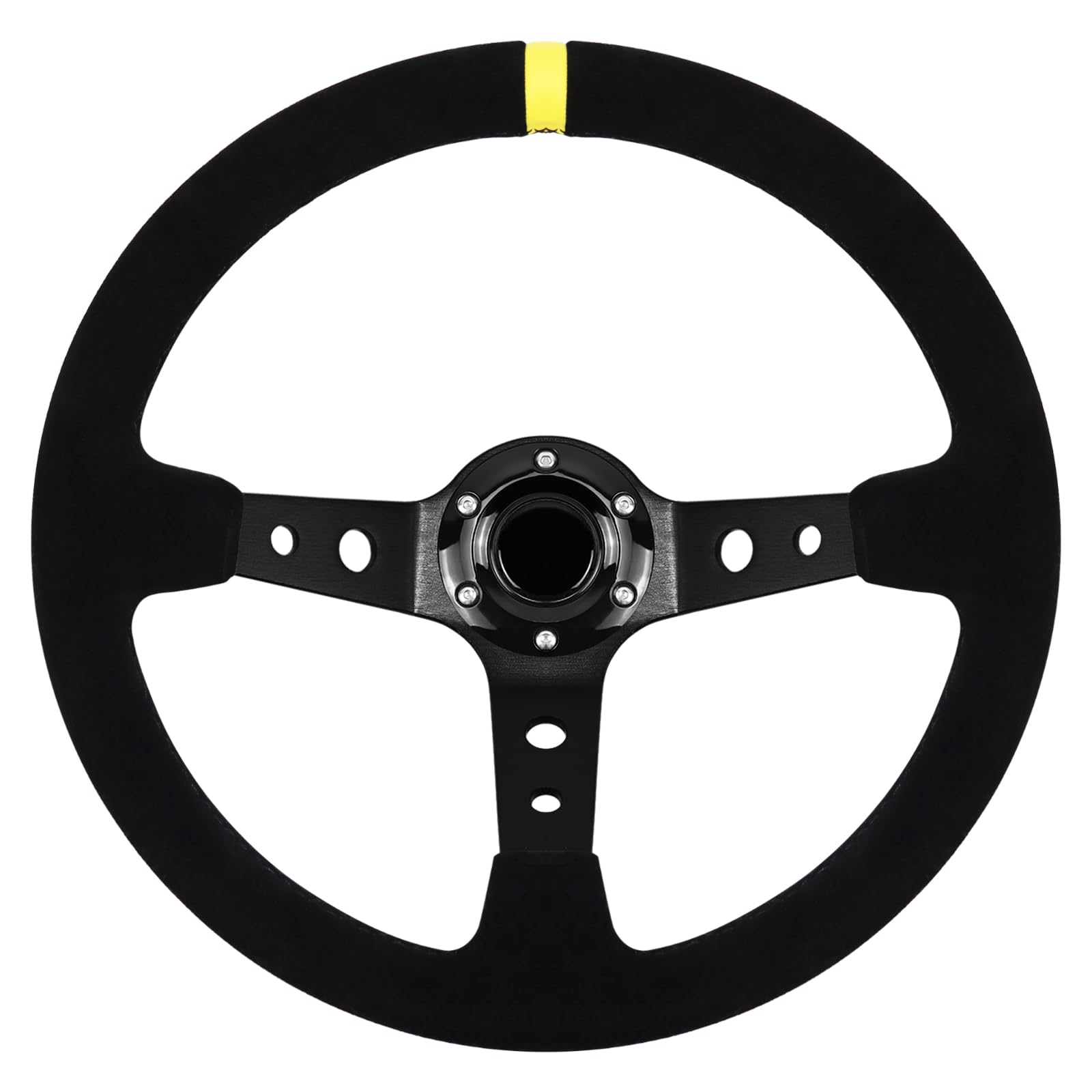 VOONKE suede steering wheel deep-dish highlights enhanced grip for confident racing control
