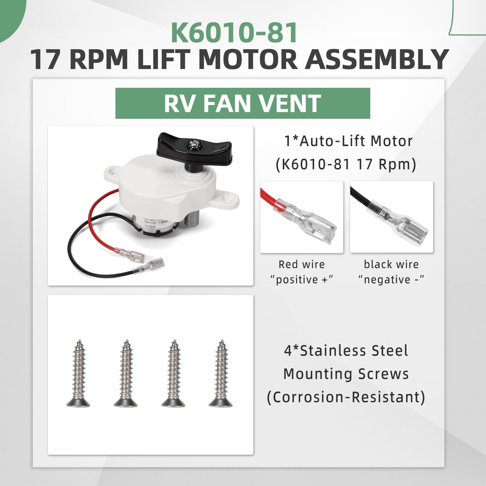 VORGENS motor compatible with Dometic Fan-tastic B Series 807350/803350 upgrade