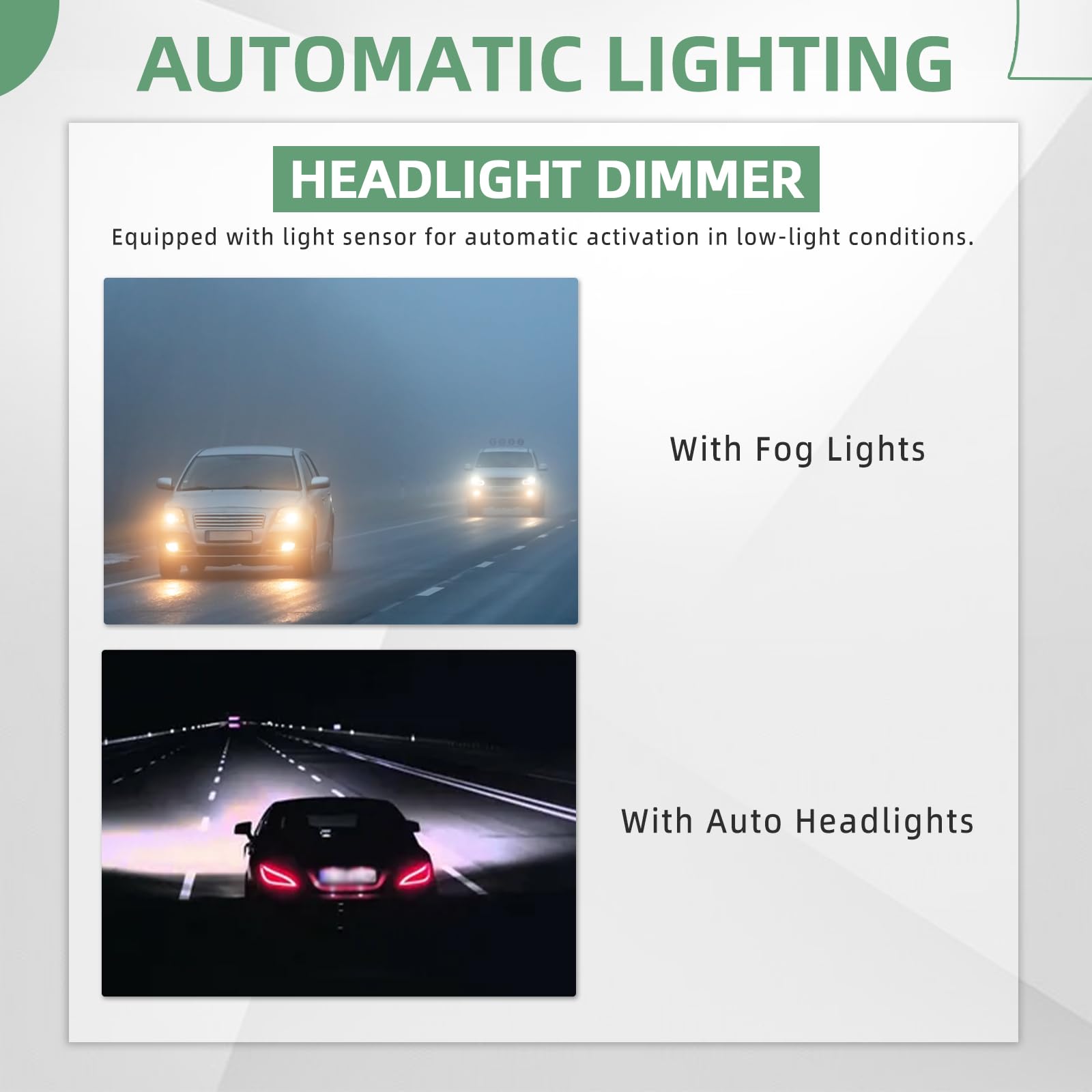 VORGENS headlight switch with automatic light sensor, safer night driving.