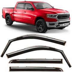 Voron Glass in-channel rain guard front left for Dodge RAM 1500 enhances airflow and comfort