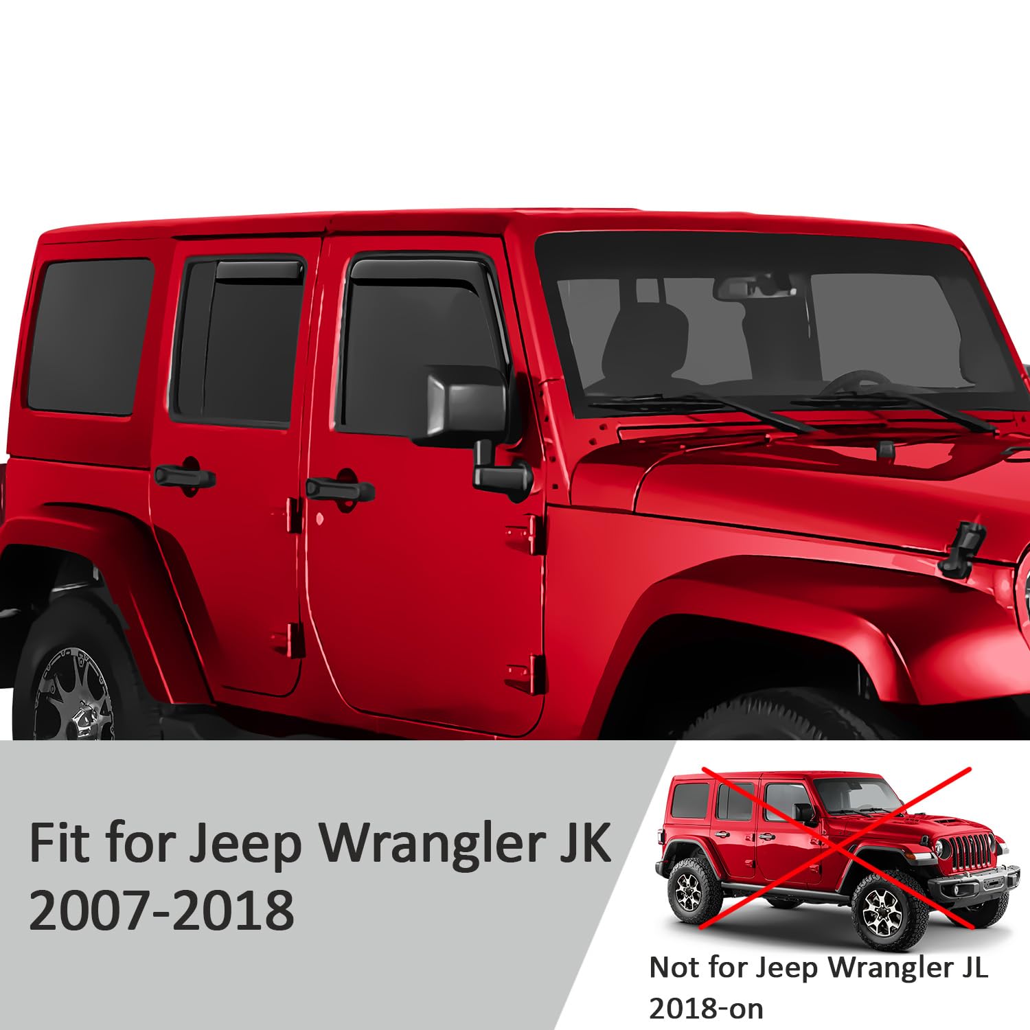 Voron Glass in-channel rain guard side profile demonstrates full-length window coverage.