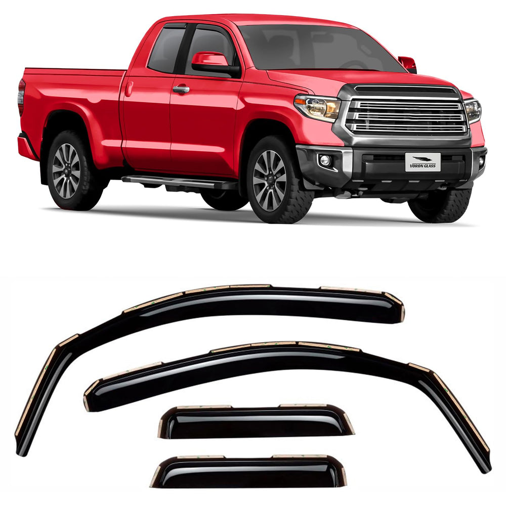 Voron Glass in-channel rain guards on Toyota Tundra provide four-door protection