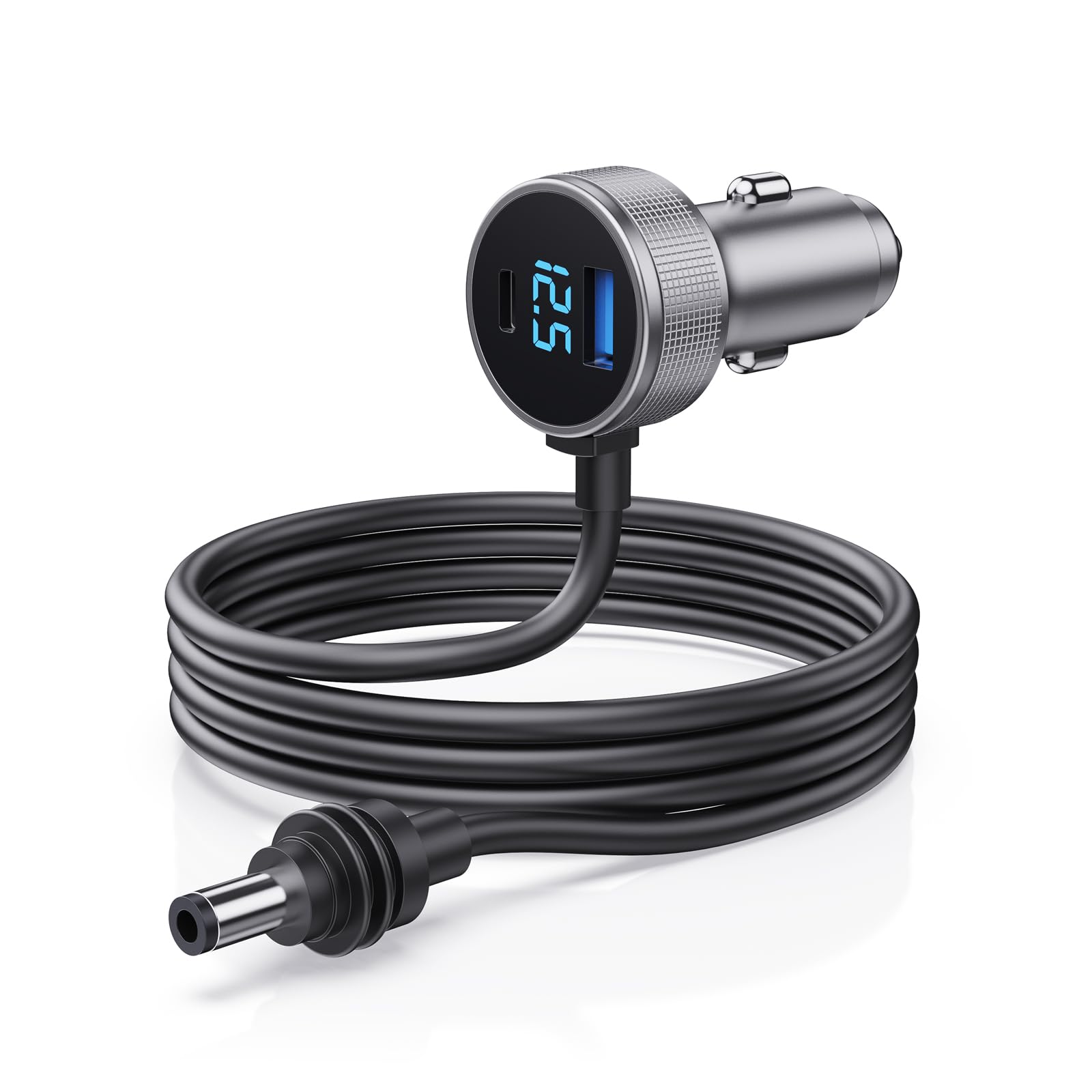 Vostolobo Starlink Mini Cable with digital display showing real-time vehicle voltage for on-the-go checks.
