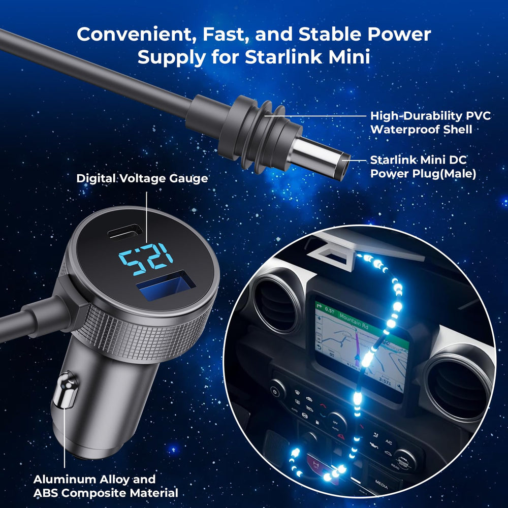 Vostolobo Starlink Mini cable with dual USB-C PD and USB-A ports for extra devices