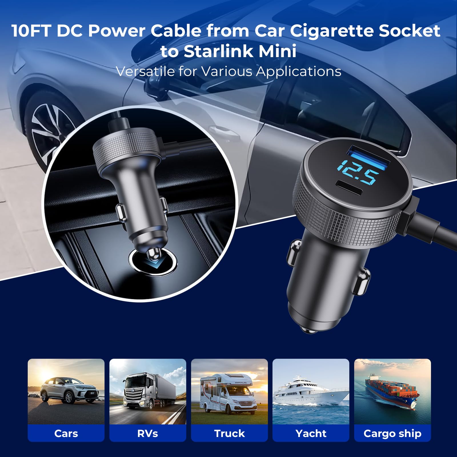 Vostolobo Starlink Mini Cable USB-A port powers extra devices during travel.