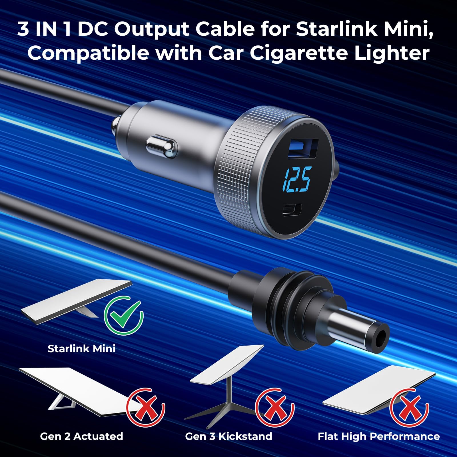 Vostolobo Starlink Mini Cable USB-C PD port for fast on-the-go charging.