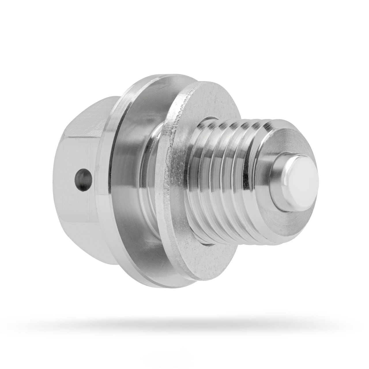 Votex M14x15mm magnetic oil drain plug ready for engine installation, captures debris