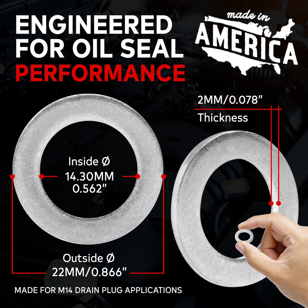 VOTEX oil-tight seal crush washer prevents leaks during oil changes.