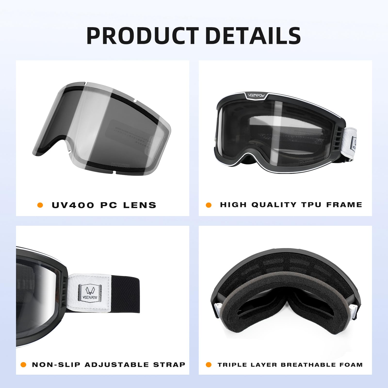 VOZAPOW adjustable strap ensuring secure fit with most helmets