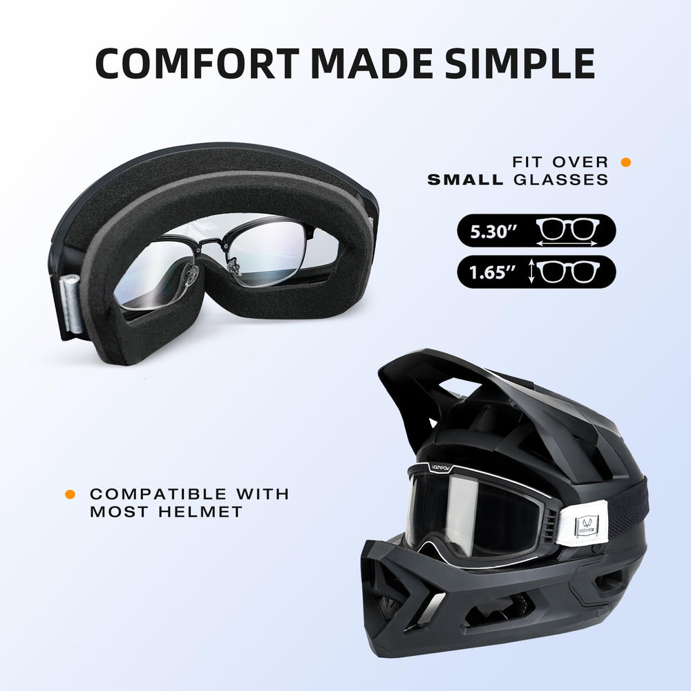 VOZAPOW OTG-ready goggles suitable for dirt bikes and ATVs
