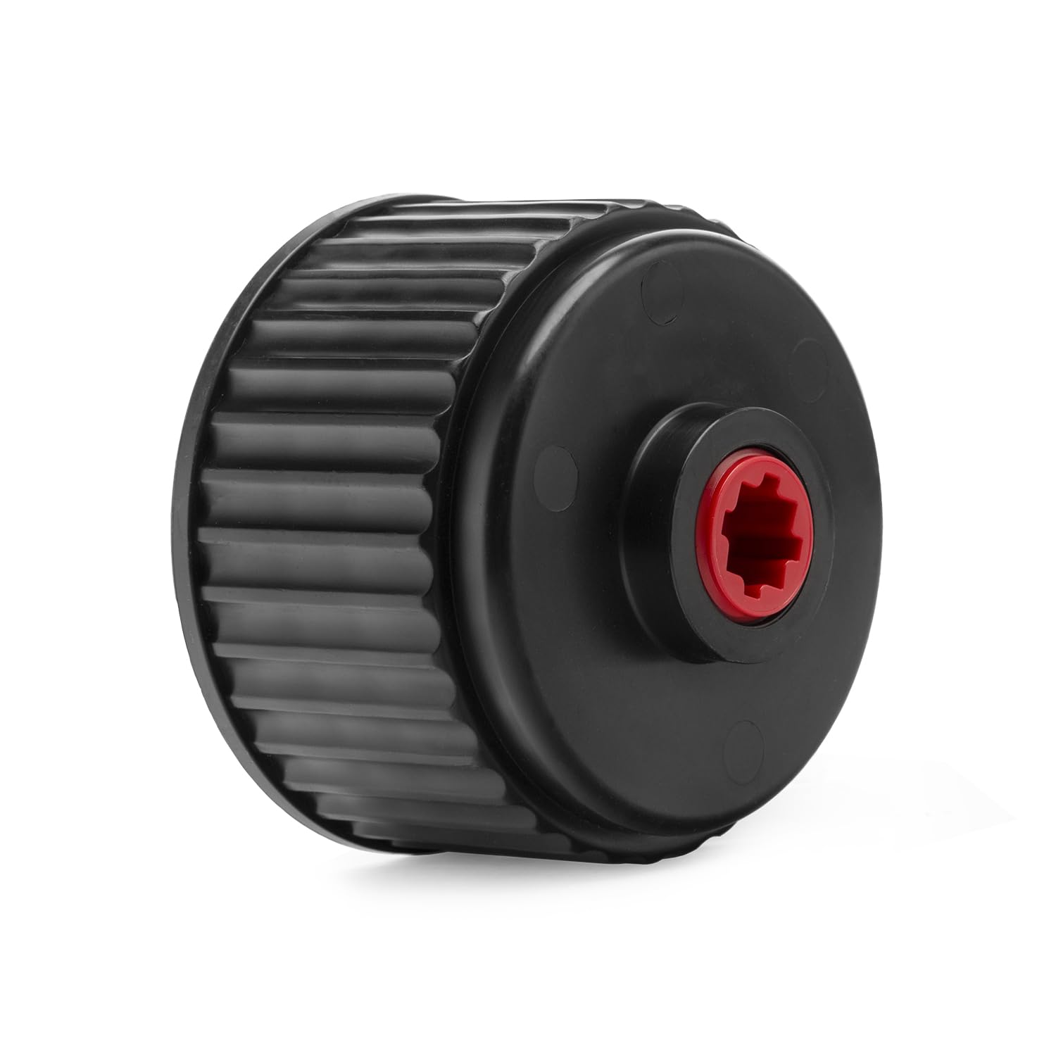 VP Racing black hose cap close-up showing secure closure for jug integrity.