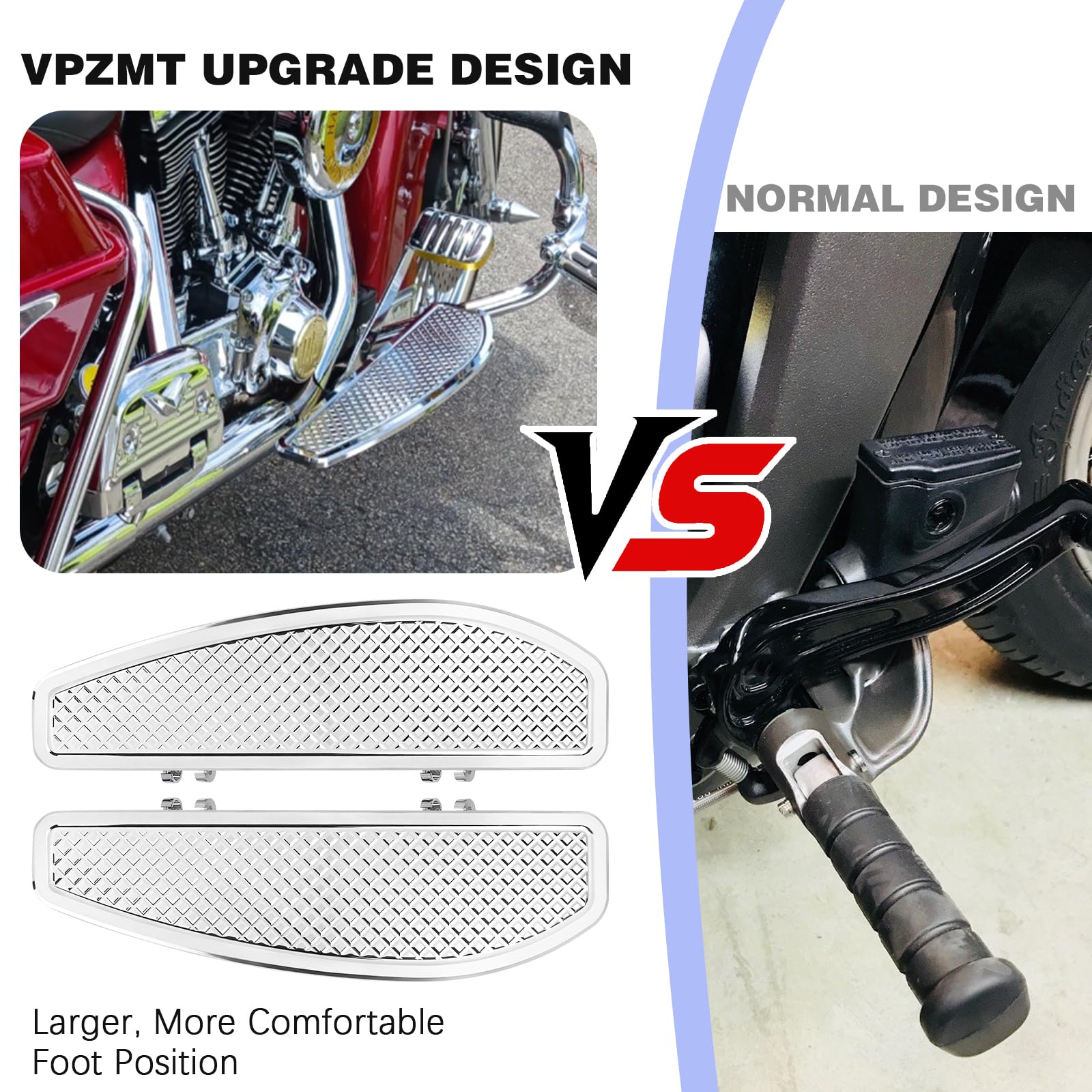 Side view shows the elongated design for a relaxed foot position.