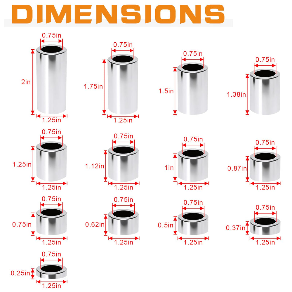 VPZMT axle spacer collection 13-pieces enables versatile Harley tuning.