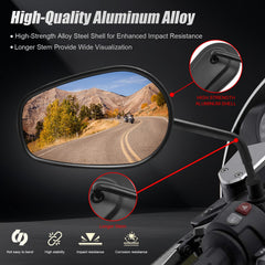 VPZMT teardrop rearview mirror for Harley Road King widens sight range