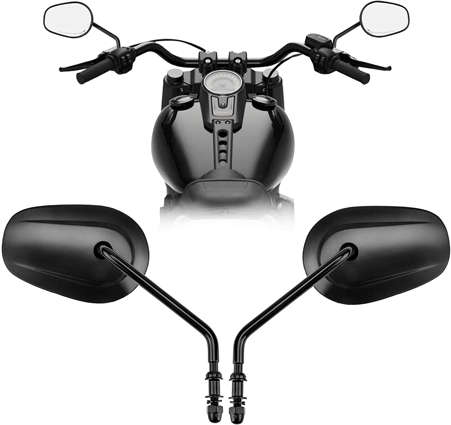 VPZMT black teardrop rearview mirror for Harley Street Glide enhances visibility