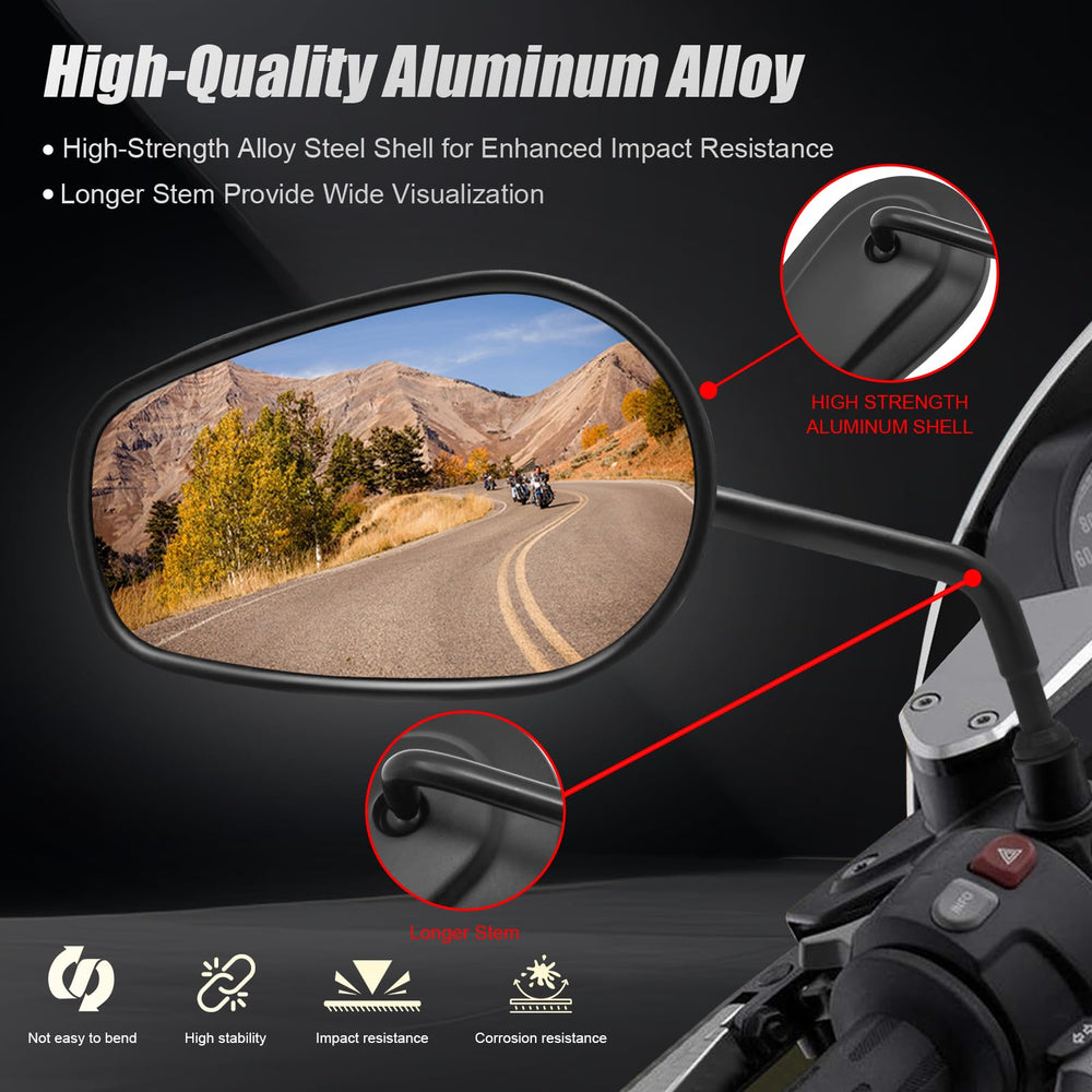 VPZMT teardrop rearview mirror for Harley Tri Glide reduces blind spots