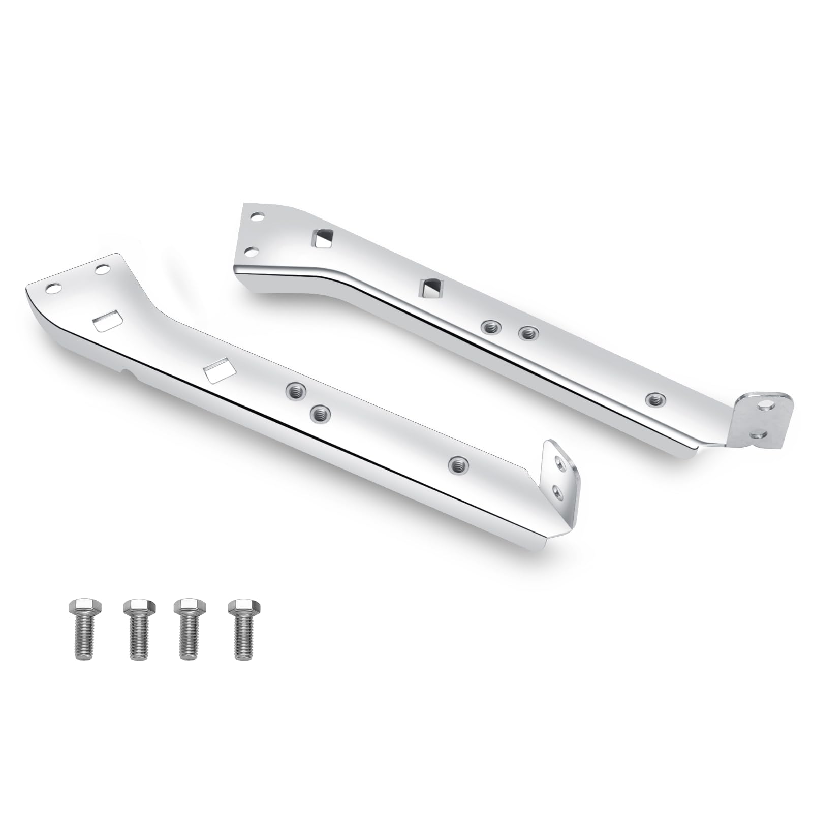 VPZMT chrome finish saddlebag rail brackets offer corrosion resistance and long-lasting shine.
