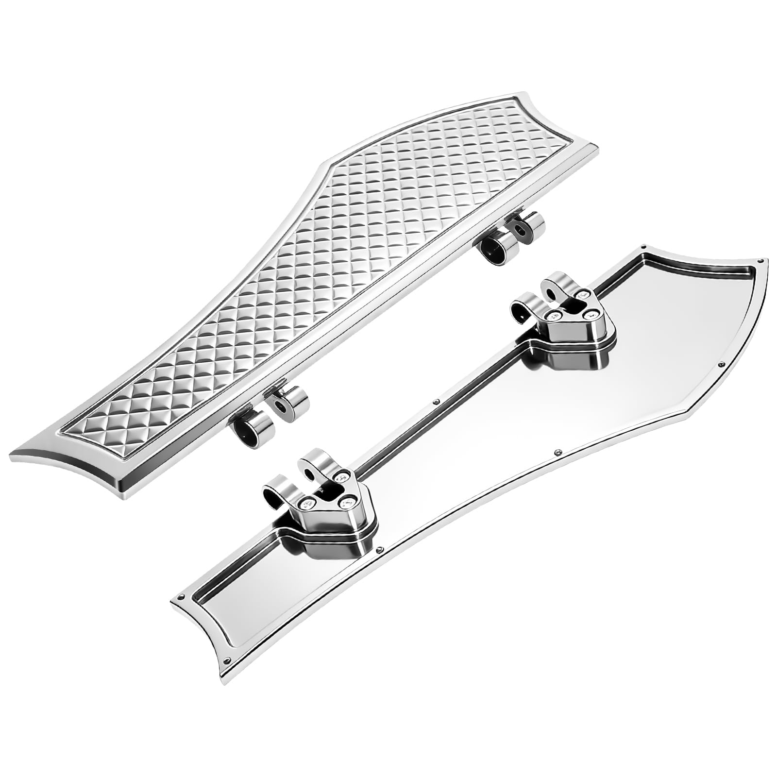VPZMT chrome floorboard side view on Harley Touring for confident highway footing