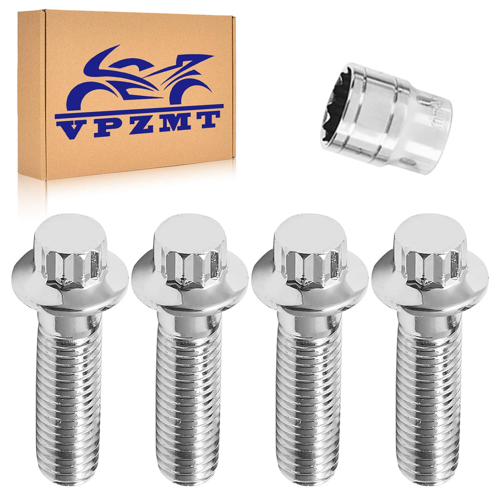 VPZMT front brake caliper bolts, M10x1.5, four-pack for Harley, precise fit