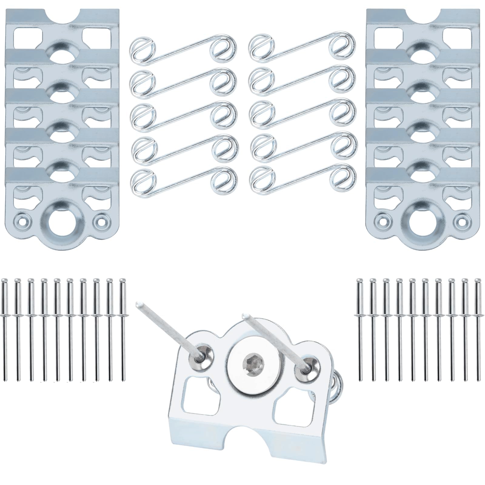 VPZMT kit contents including tabs, springs, and rivets for versatile use