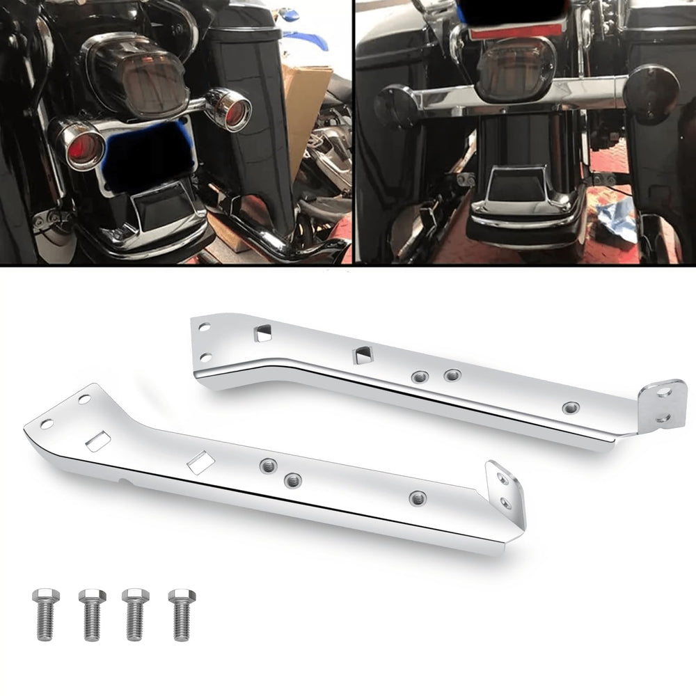 VPZMT packaged saddlebag rail brackets suitable for retrofit on classic Harley Touring bikes.