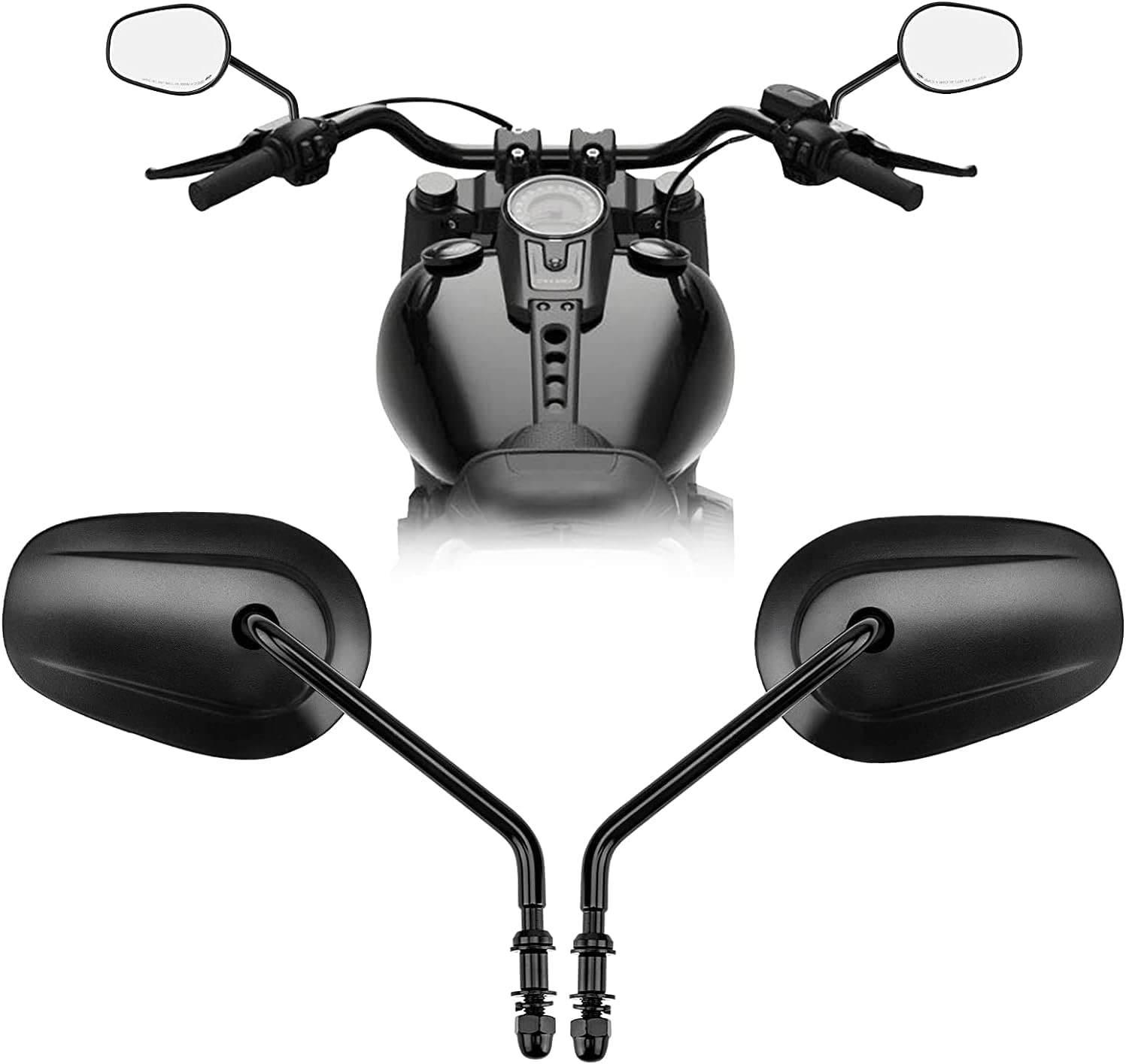 VPZMT pair of rearview mirrors ready to install on Harley