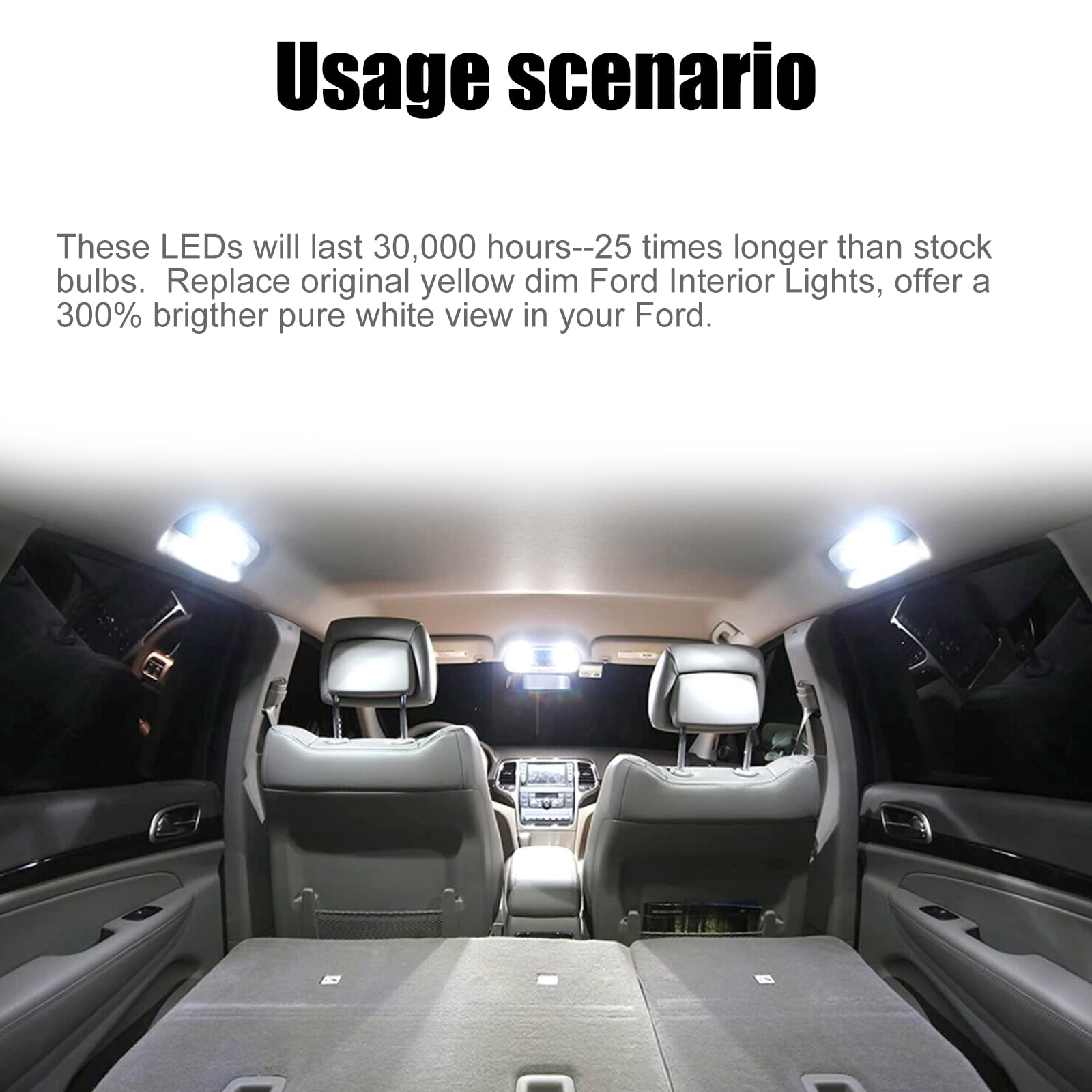 Vrasly cargo lights illuminate the rear bay for luggage or tools.