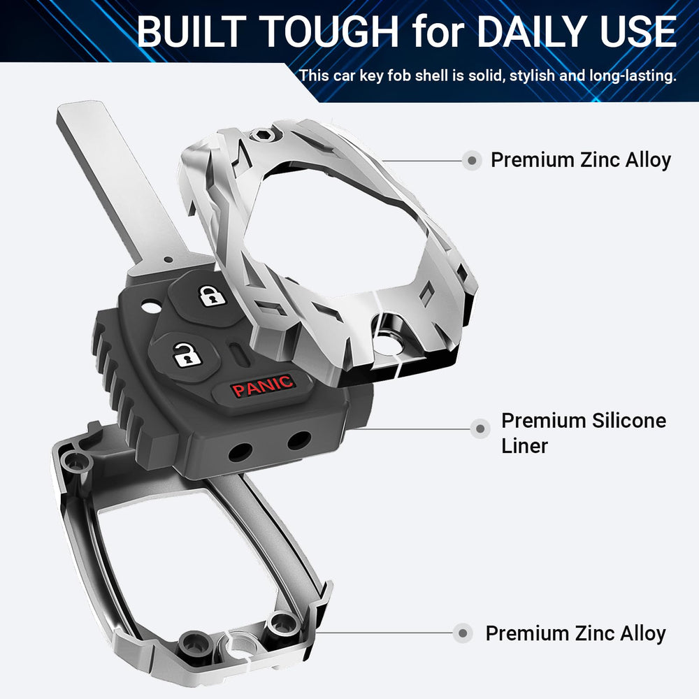 Vruwcey zinc alloy key fob case offers heavy-duty protection.