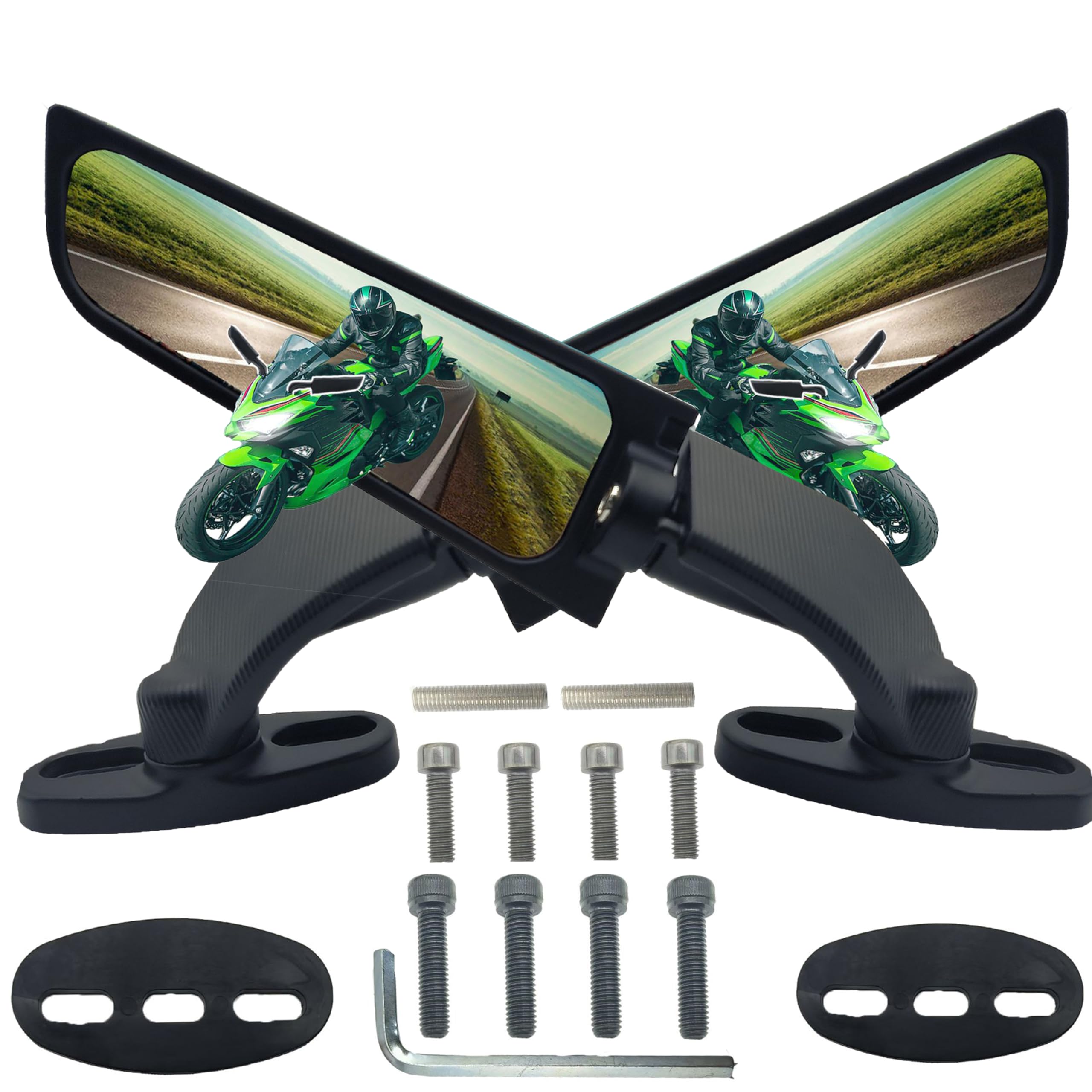 VRWEARE large wing mirror for Ninja 300-400 widens rear visibility for safer riding